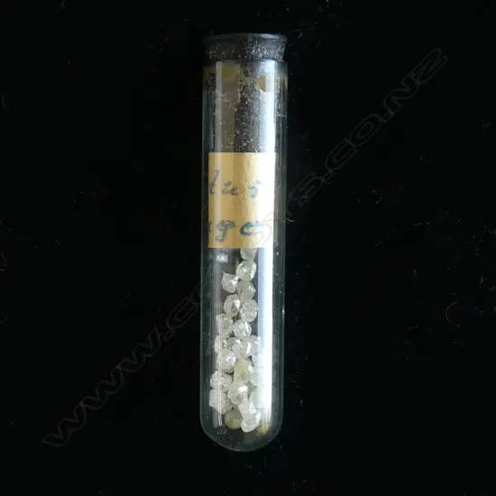 GLASS TUBE OF 5CT RAW DIAMONDS - AFRICAN CONGO 1950