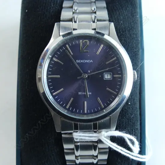 SEKONDA  GENTS 50 meters stainless WRIST WATCH running. In box 