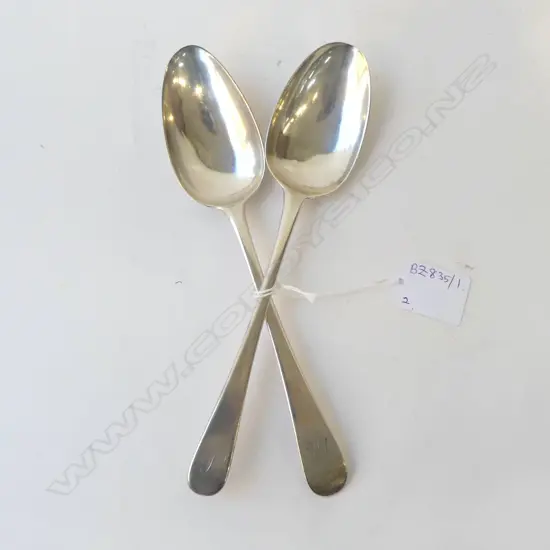 2 GEO. III STG SILVER TABLE SPOONS, LONDON 1784, 1790 132gms
