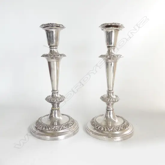 PR OF EP CANDLESTICKS ON COPPER H260MM ONE REPAIRED