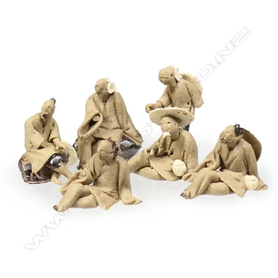 6 VERY SMALL CHINESE MUD MEN FIGURES,TALLEST 5mm