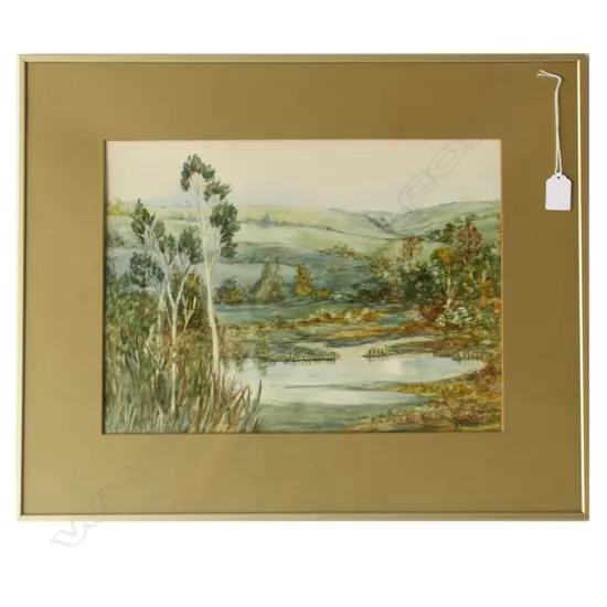 (25429) ALISON YAGER 'EVENING' 1977, WATERCOLOUR ON BOARD, SIGNED,390x290mm