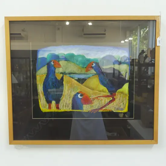 PASTEL ARTWORK SIGNED BAILEY, 'HIGH COUNTRY (PUKEKOS) 315x430mm