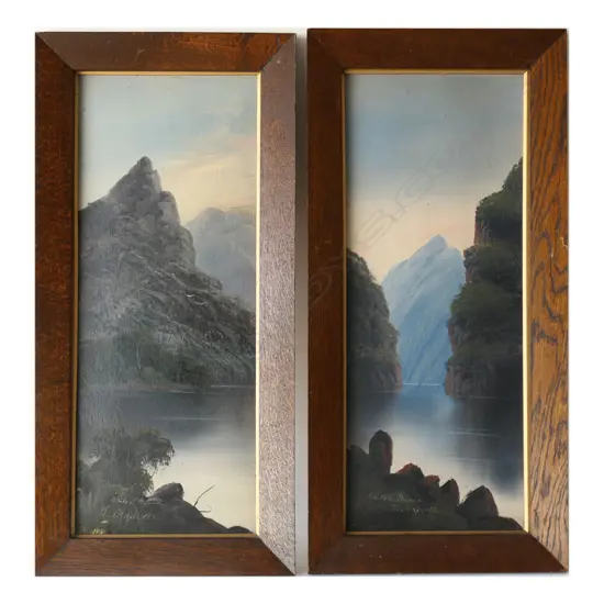 (25311) PR F MAXWELL 'LAKE WAIKERE MOANA' OIL ON BOARD, 580 x 240mm