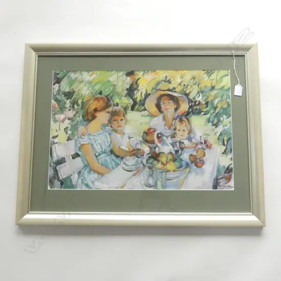 EVELYN PAGE PRINT 'LUNCHEON UNDER THE ASH TREE' 390x580mm