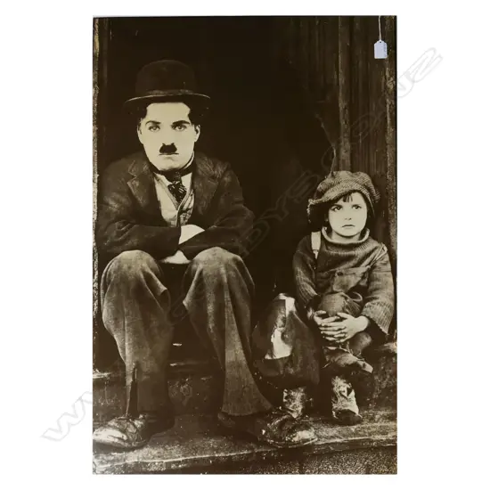 LG CHARLIE CHAPLIN 'THE KID' MOVIE STILL, B&W PRINT ON CARD