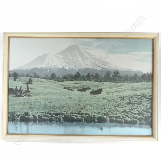 WHITES AVIATION HAND COLOURED PRINT 'MT. EGMONT' 495x740mm