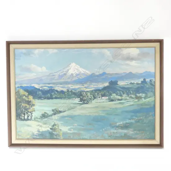 BERNARD ARIS, MT EGMONT, OIL ON BOARD, 1960 585x900mm