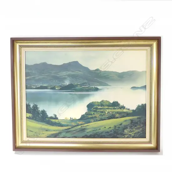 GRAHAM BRINSLEY, OTAGO HARBOUR, OIL ON BOARD 545x750mm