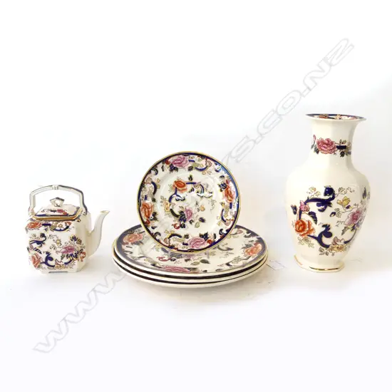 3 MASON CHINA  RACK PLATES DIA260MM BREAD PLATE DIA170MM VASE H250MM& TEAPOT H150MM MANDALAY PAT