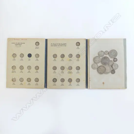 BOOKLET OF EARLY NZ THREEPENCE AND BAG OF PRE-1946 UK NZ & AUS SILVER COINS