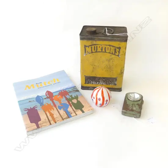 VINTAGE TORCH/PAPERWEIGHT/MERTONS TIN/TOM MUTCH BOOK