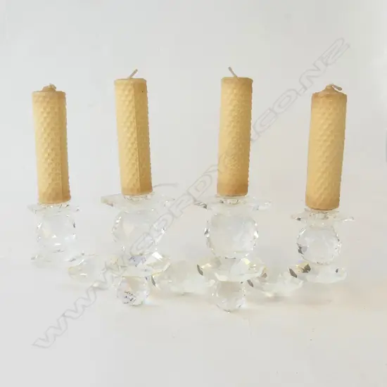 AUSTRIAN RATTENBURG FACETED CRYSTAL 4 CANDLE HOLDER/CANDELABRA