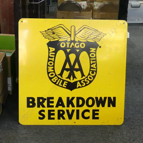 VINTAGE SIGN 'OTAGO AUTOMOTIVE ASSOCIATION BREAKDOWN SERVICE' 610x610mm