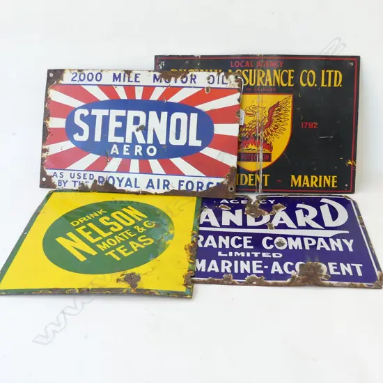 4 METAL SIGNS; STERNOL, STANDARD, NELSON, PHOENIX
