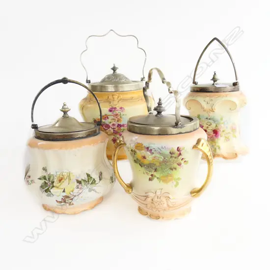 4 EDWARDIAN BISCUIT BARRELS H190MM