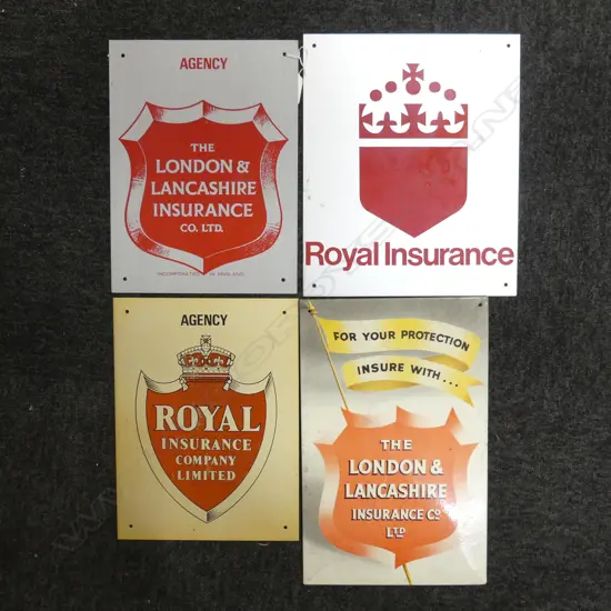 4 INSURANCE COMPANY SIGNS - RED SHEILDS