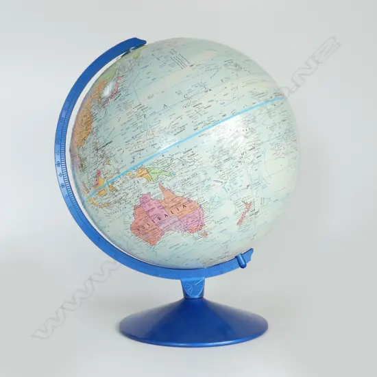 WORLD GLOBE ON METAL BASE by REPLOGLE