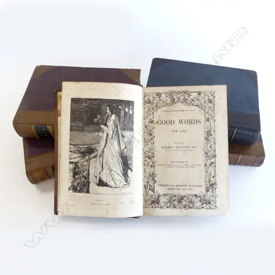 5 VOLUMES VICT LEATHER BOUND BOOKS GOOD WORDS H250MM