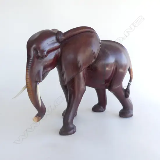 CARVED WOODEN AFRICAN ELEPHANT H.335mm - FAULTS