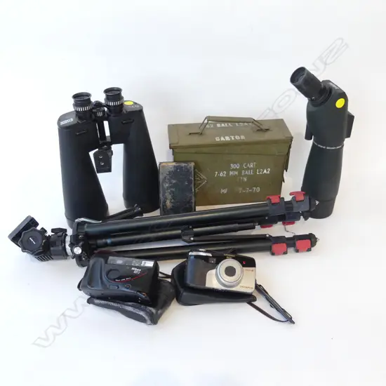 TRIPOD L.1550 / 640mm, SPORT MASTER 11x80 BINOCULARS, HAWKE VANTAGE LENS, CAMERAS ETC