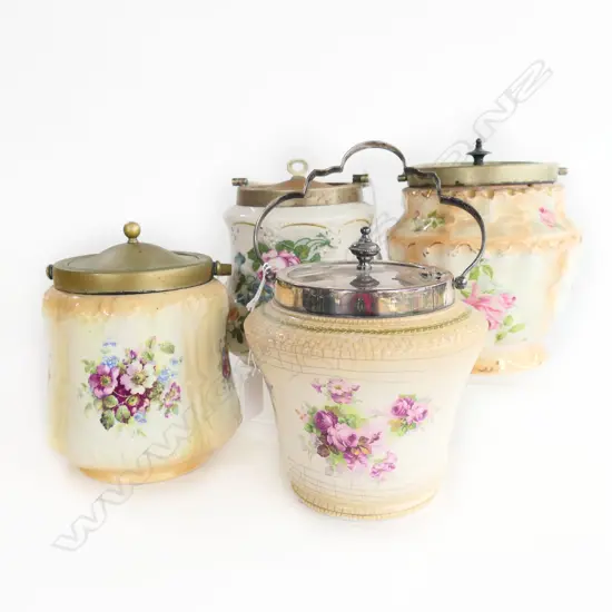 4 EDWARDIAN BISCUIT BARRELS H190MM