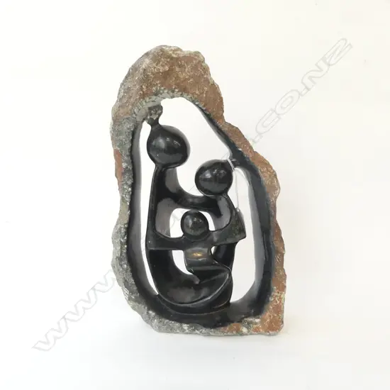 CARVED STONE ABSTRACT FAMILY SCULPTURE H.340mm