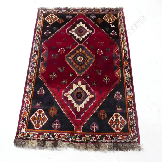 HAND KNOTTED PERSIAN SHIRAZ AREA RUG, ALL WOOL 1730 x 1110mm