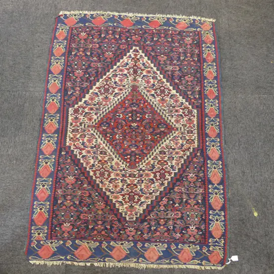 (29) QUALITY semi antique  KURDESTAN KELIM RUG diamond medallion & rosettes 1580 x 1100mm