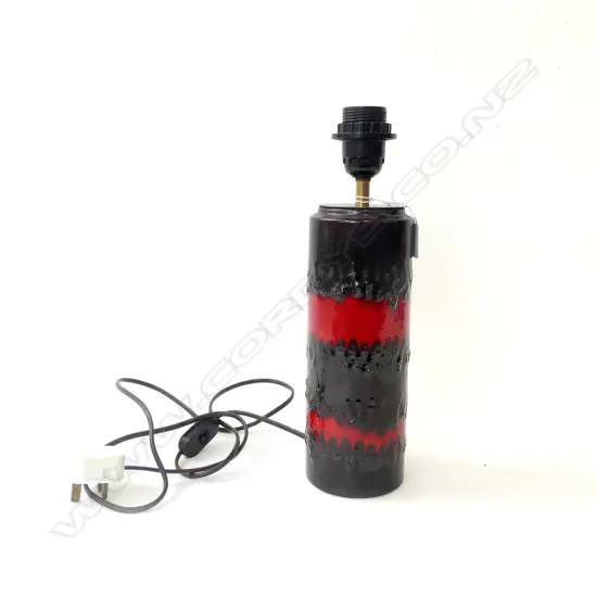 RETRO SCHEURICH W. GERMAN BLACK & RED CERAMIC LAMP BASE H.350mm