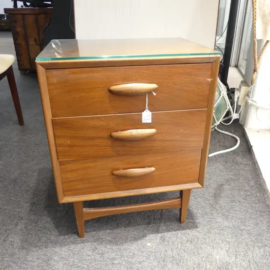 RETRO MAHOGANY VENEER BEDSIDE DRAWERS 455x370x595mm