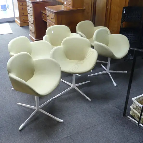 6 COCCOLA SWIVEL CHAIRS BY PARRI ITALY IN CAMEL TONE FABRIC