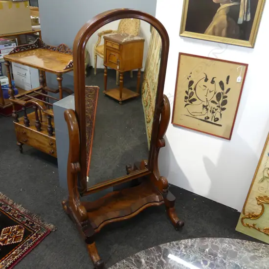VICTORIAN MAHOGANY CHEVAL MIRROR