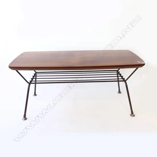 RETRO COFFEE TABLE: METAL BASE, TIMBER TOP L.875mm