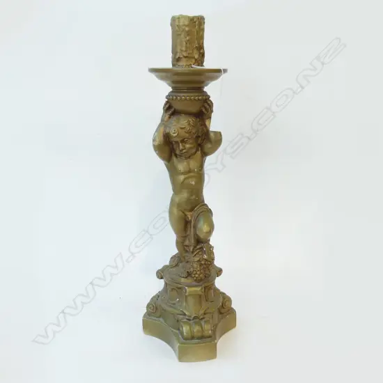 GOLD PAINTED RESIN CHERUB LAMP BASE H.600mm