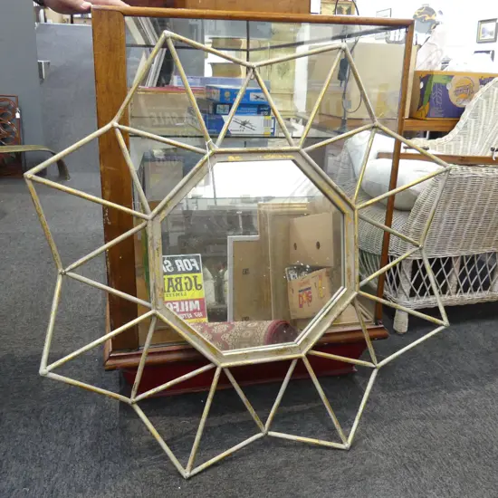 LG OCTAGONAL MIRROR w. METAL FRAME 970mm dia