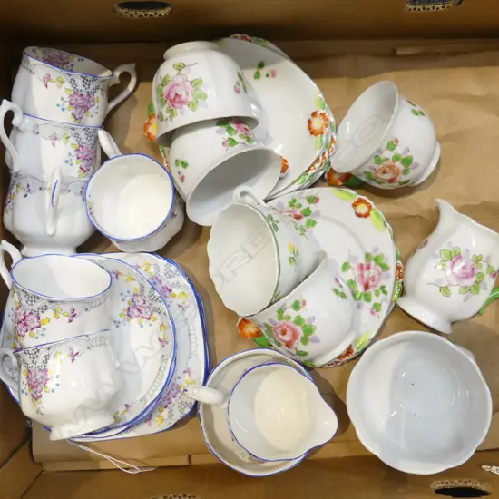 R/A  FLORAL TEASET CREAM & SUGAR &  UNMARKED PART TEASET
