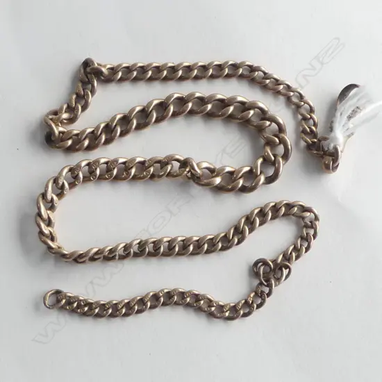 c1900 9ct ROSE GOLD GRADUATED CURB LINK ALBERT CHAIN L.380mm 21gms