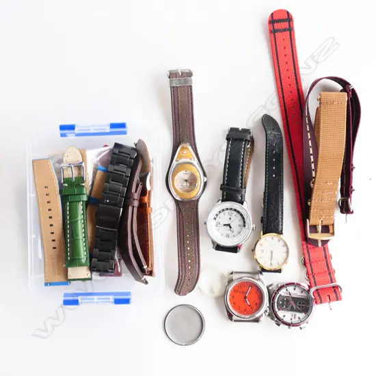 SMALL BOX NEW GENTS WRIST WATCH STRAPS  & 5 GENTS WRIST WATCHES  AS IS FAULTS 