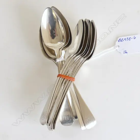 12 ANTIQUE SILVER TEASPOONS, LONDON 1814 - JAMES LLOYD, 200gm