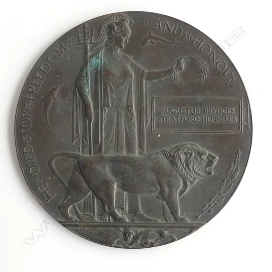 BRONZE WW1 DEAD MANS PENNY DIA120MM