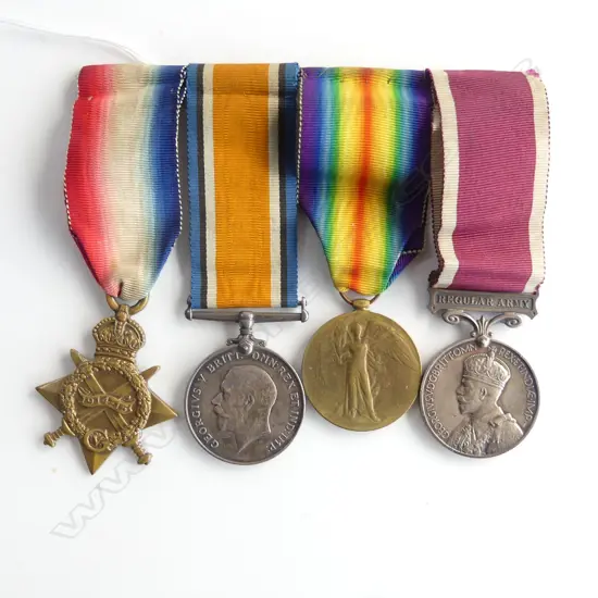 SET OF WW1 SERVICE MEDALS & GOOD CONDUCT MEDAL  PVT  J WALLIS  