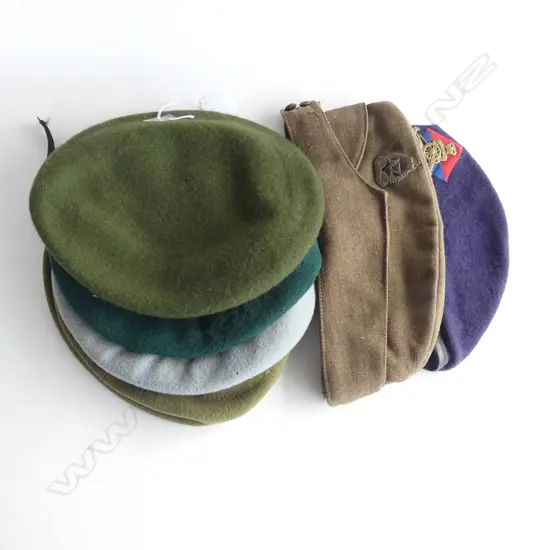 6 MILITARY CAPS  SOME WITH REDGMENTAL BADGES