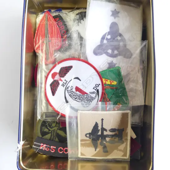 TIN OF REDGEMENTAL BADGES 