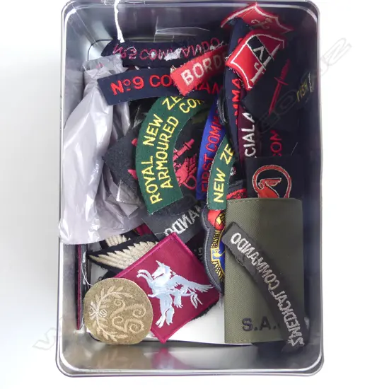TIN OF REGIMENTAL BADGES