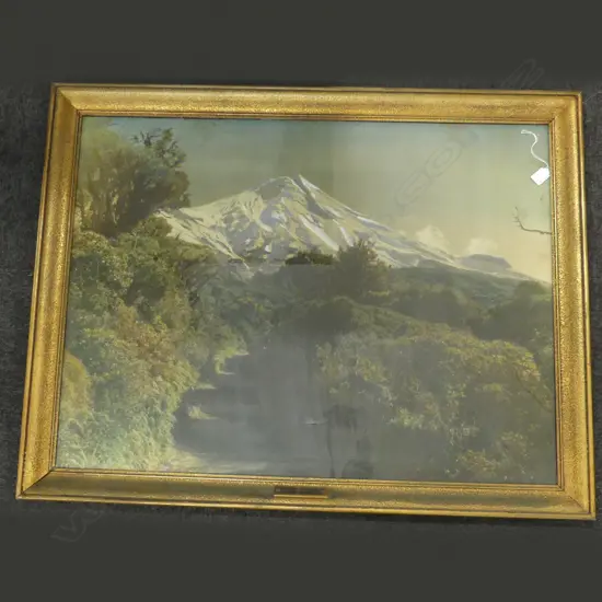 LARGE VINTAGE PHOTOGRAPH MT EGMONT H820 W1160MM