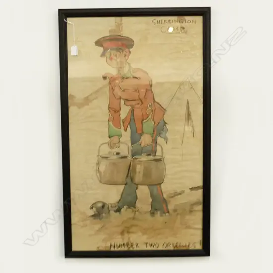 WW1 W/C CARTOON SHERRINGTON CAMP  NUMBER 2 ORDERLIES H930MM W550 SOME DISTESS