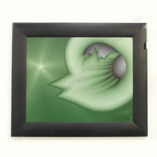 LLOYD HILLYER, GREEN ABSTRACT, OIL ON BOARD 390x490mm