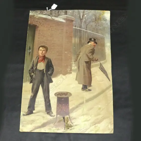 ANTIQUE PEARS ADVERTISING PRINT ON CARD, ‘THE SNOWBALL – GUILTY OR NOT GUILTY’, C. 1906 SOME WEAR, L.690MM W.460MM