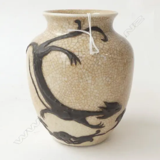 CELODON CRACKLE GLAZED DRAGON VASE H160MM